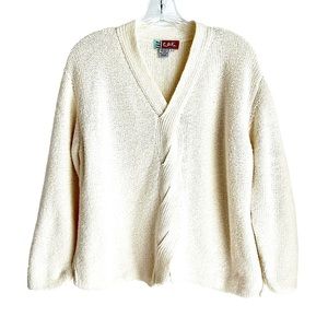 Tulila Colors of the Andes 100% Cotton Off White Sweater Handmade in Peru Size L